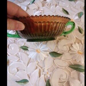 Northwood carnival glass dish vintage - two handles